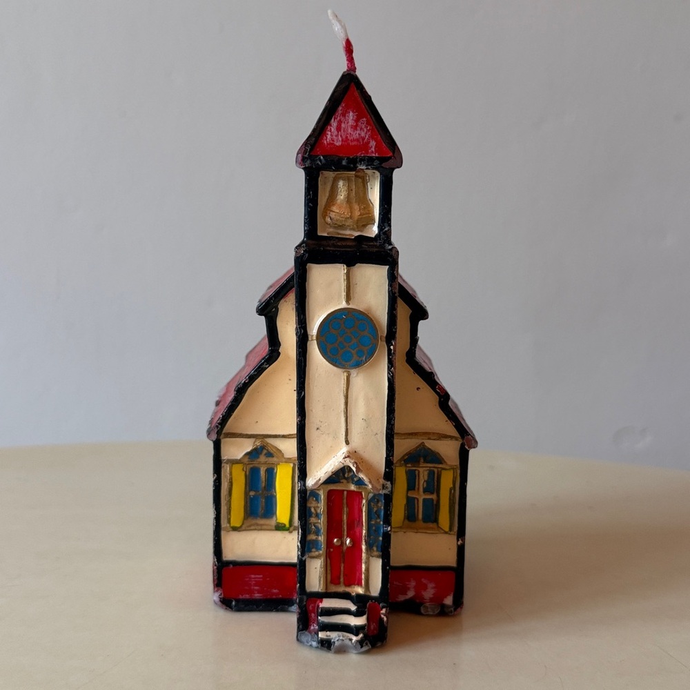 Vintage Robert Alan Handpainted Foam Wax Christmas Church Candle